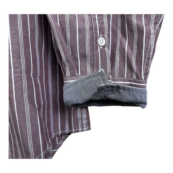 Men's Akademiks Burgundy Striped Long Sleeve Button Down Shirt 4XL NEW WITH TAGS - Picture 5 of 16